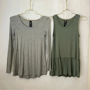 Agnes & Dora bundle of Two Tee Top Both Size XXS Modal Blend Gray And Green